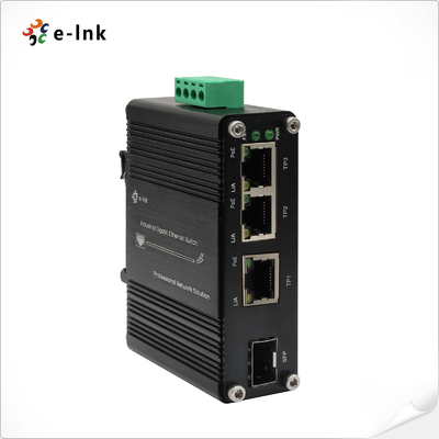 Mini Industrial 3-Puerto 10/100/1000T 802.3at PoE + 1-Puerto 100/1000X SFP Switch Ethernet con entrada de 12~48VDC y potenciador de voltaje