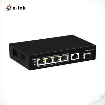 4 puertos 10/100/1000BASE-T PoE y 1 puerto Gigabit TP/SFP Uplink Ethernet Switch