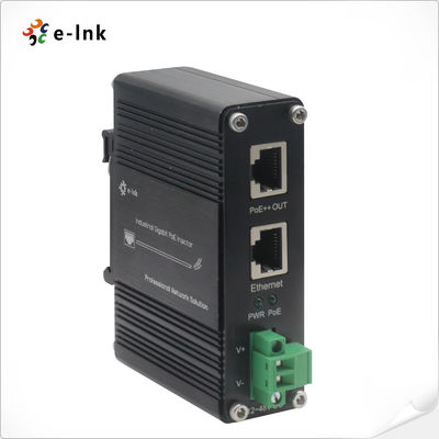 Inyector PoE++ industrial de 95W IEEE 802.3bt 12-48V DC, entrada amplia, Gigabit Ethernet, montaje en carril DIN