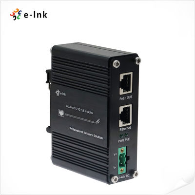 Industrial 2.5G PoE + inyector 12-48V DC entrada Gigabit Ethernet DIN Rail montado en la pared