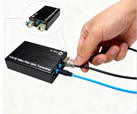 Extensor de fibra óptica DVI de tipo mini con audio estéreo externo