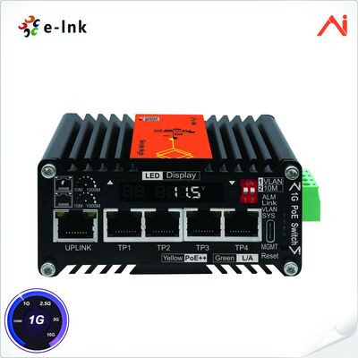 quality 4-puerto 10/100/1000Base-T IEEE802.3at PoE+ 30W a 1-puerto 10/100/1000Base-T Uplink Mini Industrial AI Smart Managed PoE+ Ethernet Switch con sistema de refuerzo de voltaje factory